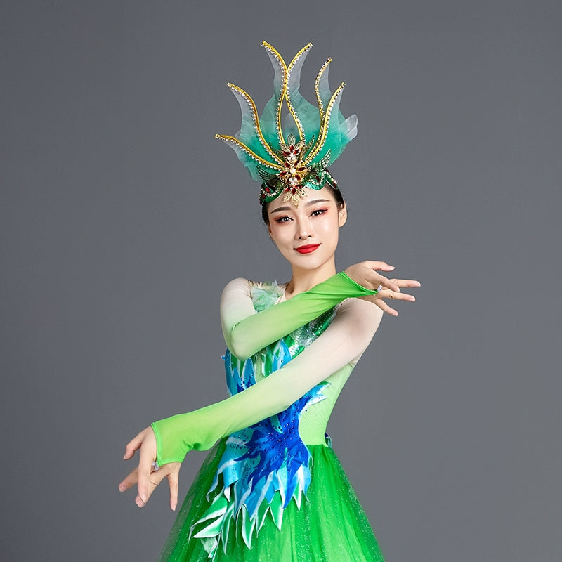 Opening Flamenco Dance Headdress for Women Girls Flowers Dress Headpiece Choir Dance Headgear Pageant Catwalk Stage Performance Props - Moderndancedress.com