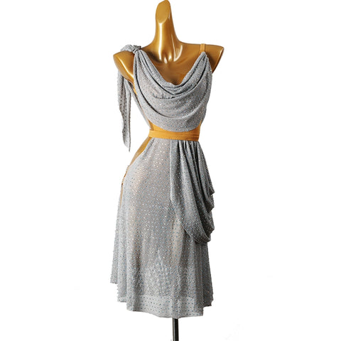 Silver gemstones bling latin dance dresses for women girls  professional Latin salsa rumba chacha dance competition performance costumes - Moderndancedress.com