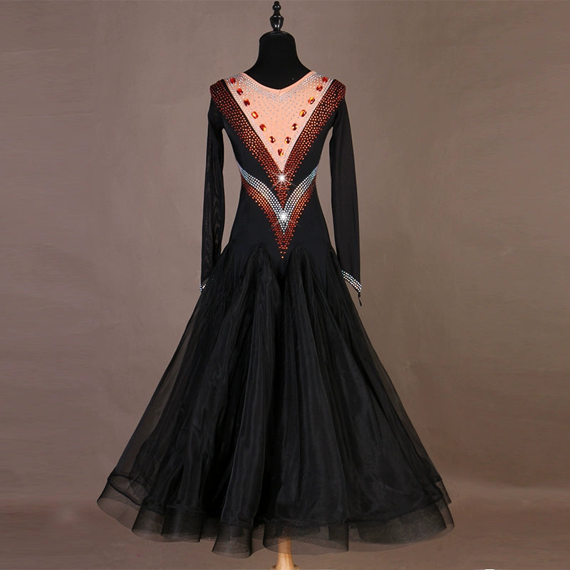 Ballroom Dance Dresses Modern Skirt, National Standard Dance Dress, Waltz Group Performance Costume - Moderndancedress.com