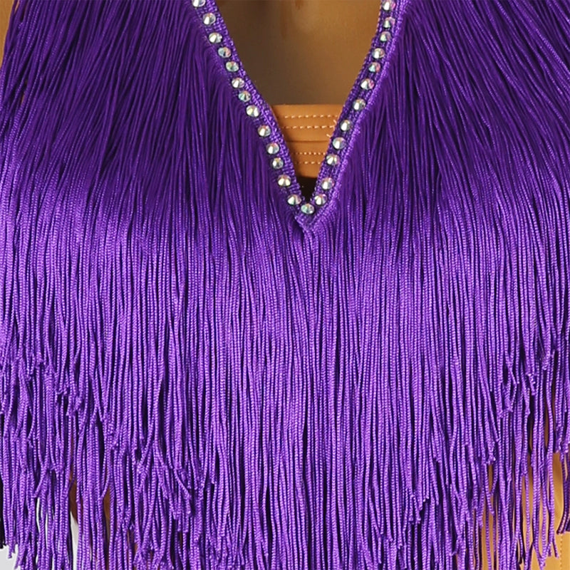 Rainbow Fringe Competition Latin Dance Dresses for Women Girls Salsa Rumba Chacha Performance Costumes - Moderndancedress.com