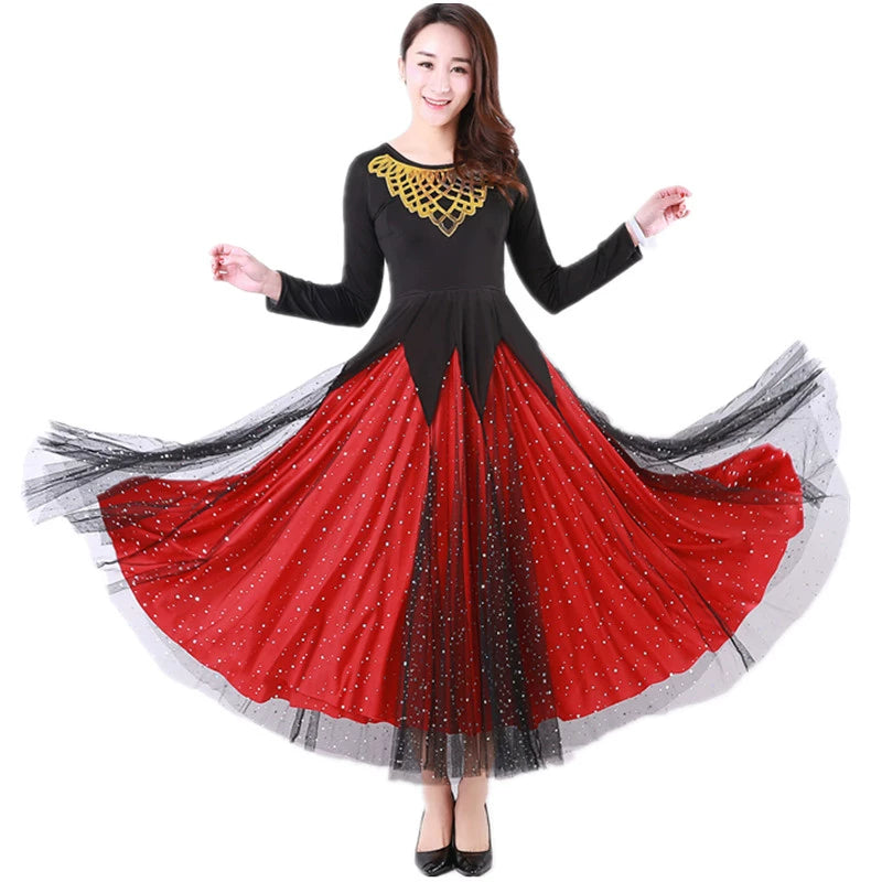 Women's Ballroom Dance Dresses Modern dress Tango Waltz dress - Moderndancedress.com