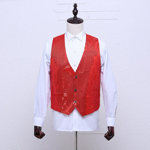 Men's performance costumes, sequins, vest, stage dress, vest, photo studio, camera, chair, master, seven colors.