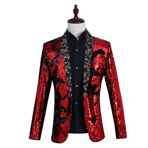 Male sequins costumes jacket tide fashion host coat outfit slim blazer singer dancer show nightclub party stage bar
