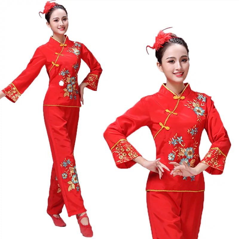 Folk Dance Costumes Yangko National Dance Performance Waist Drum Square Dance Costume - 