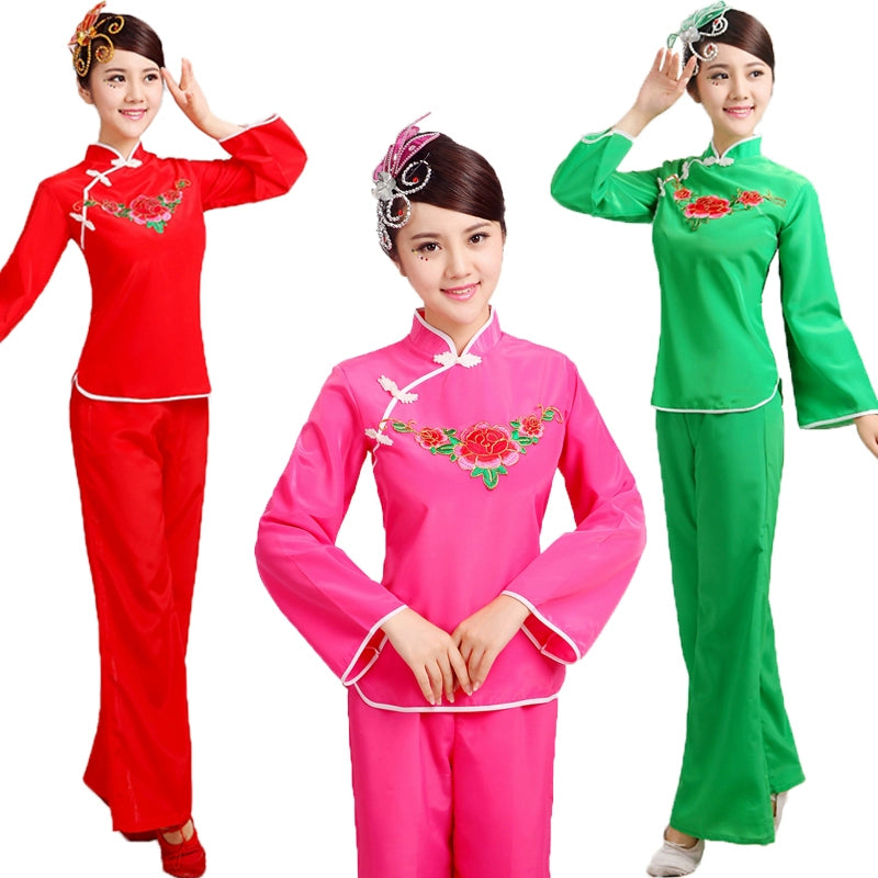 Folk Dance Costumes Yangko Dance Costume National Fan Dance Performance Waist Drum Square Dance Costume - Moderndancedress.com