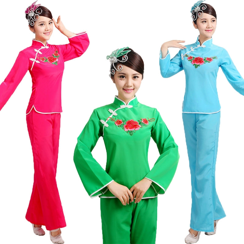 Folk Dance Costumes Yangko Dance Costume National Fan Dance Performance Waist Drum Square Dance Costume - Moderndancedress.com