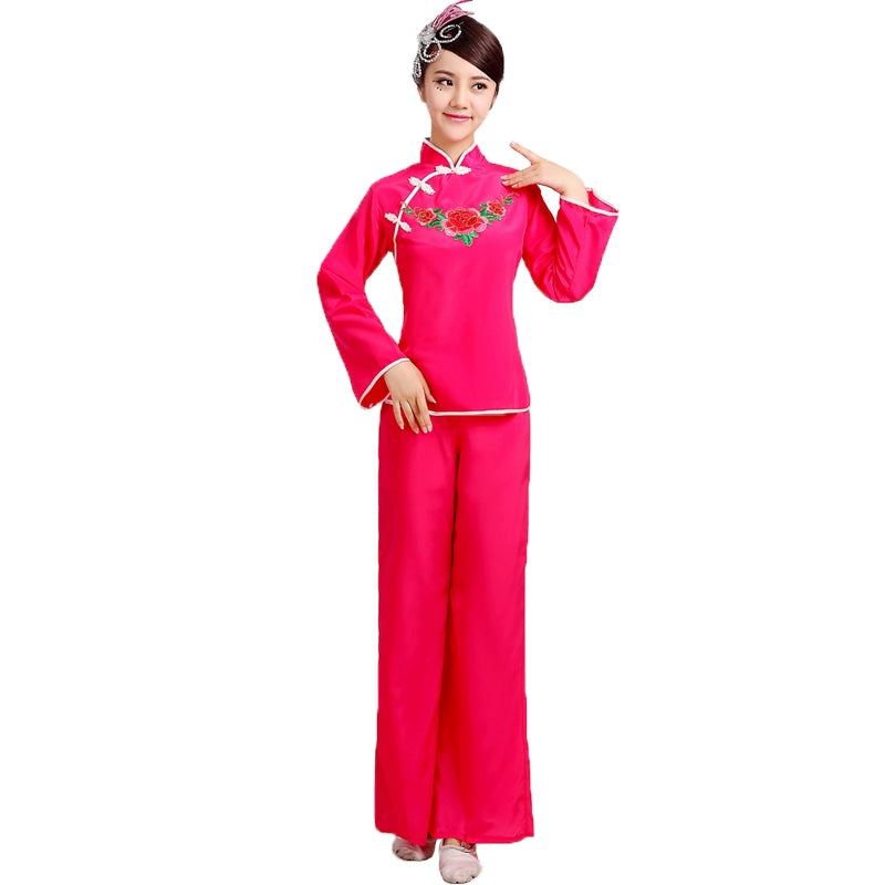 Folk Dance Costumes Yangko Dance Costume National Fan Dance Performance Waist Drum Square Dance Costume - Moderndancedress.com