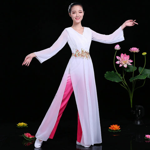 Hanfu Chinese Folk Dance Costumes Classical Dance Costume elegant Chinese wind fairy fresh elegant dance modern Umbrella Dance Costume - 