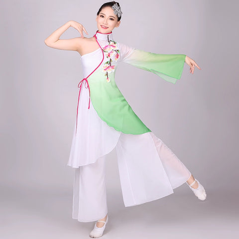 Chinese Folk Dance Costumes Classical dance costumes elegant Chinese wind dance costumes middle-aged and old Yangko costumes fairy Umbrella Dance - 