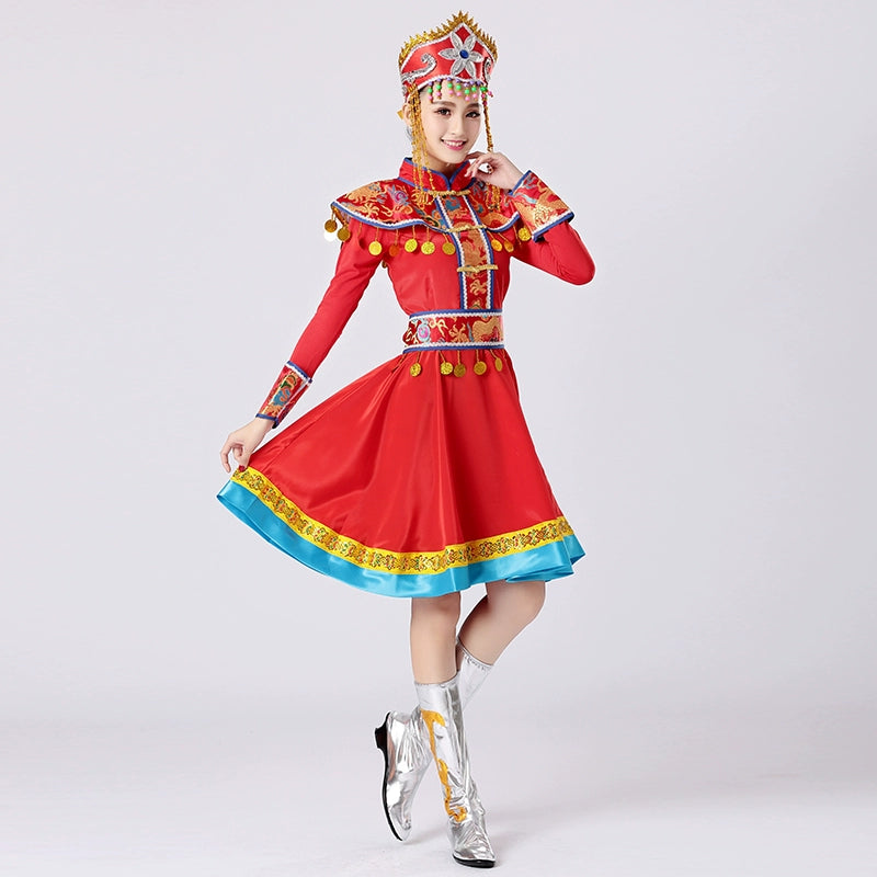 Hanfu Chinese Folk Dress Mongolian Dance Costume Female Adult Mongolian Performance Costume Ethnic Minority Square Dance Suit