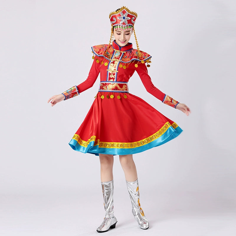 Hanfu Chinese Folk Dress Mongolian Dance Costume Female Adult Mongolian Performance Costume Ethnic Minority Square Dance Suit