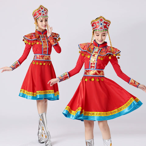 Hanfu Chinese Folk Dress Mongolian Dance Costume Female Adult Mongolian Performance Costume Ethnic Minority Square Dance Suit - 