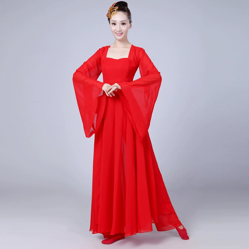 Hanfu Chinese Folk Classical dancing costumes elegant Chinese style costume Han suit Hongzhaoyuan half pot yarn Sleeve Dance Costume - 