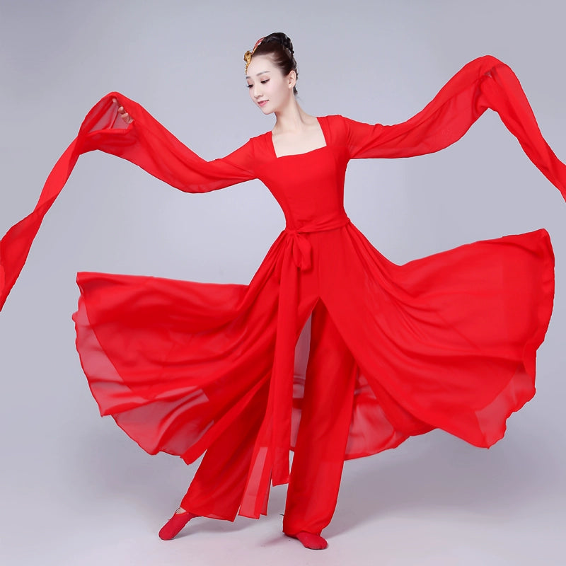 Hanfu Chinese Folk Classical dancing costumes elegant Chinese style costume Han suit Hongzhaoyuan half pot yarn Sleeve Dance Costume - 