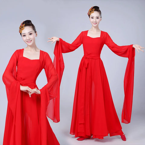 Hanfu Chinese Folk Classical dancing costumes elegant Chinese style costume Han suit Hongzhaoyuan half pot yarn Sleeve Dance Costume