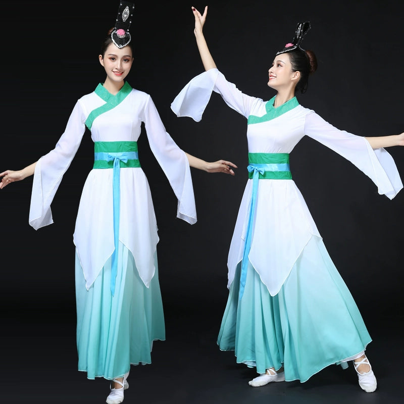 Chinese style classical dance costume, book and slip dance, fan dance, elegant, fresh and elegant dance costume - 