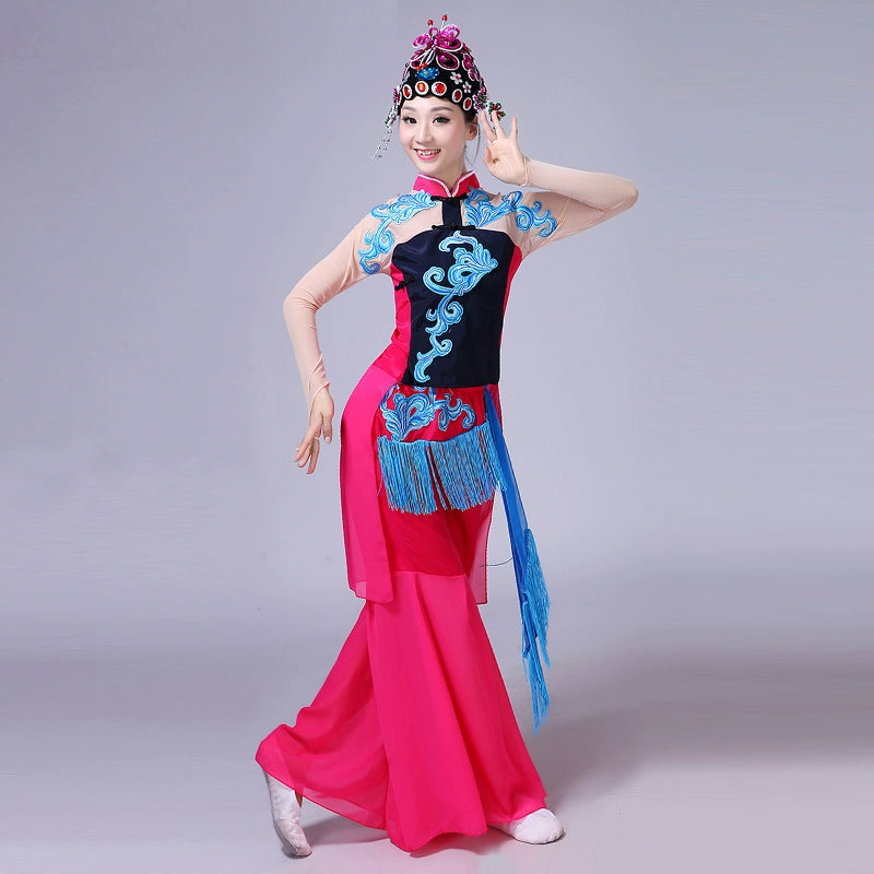 Hanfu Chinese Folk Opera Dress Female Huadan Opera Costume Chinese Wind Yangko Costume Female Adult Suit with Lingling Dance Costume - Moderndancedress.com