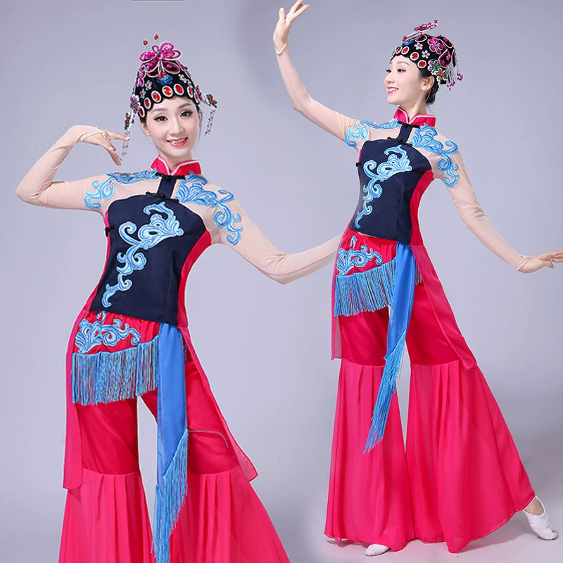 Hanfu Chinese Folk Opera Dress Female Huadan Opera Costume Chinese Wind Yangko Costume Female Adult Suit with Lingling Dance Costume - Moderndancedress.com