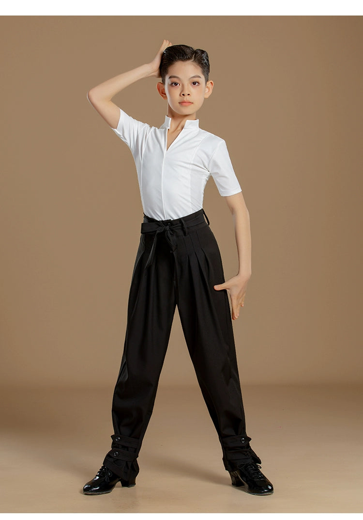 Boys Latin Dance Shirts and Pants Kids White Tops Waltz Tango Chacha  Dance Competition Costumes