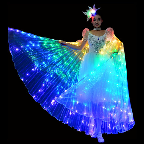 Large 5 Colored Belly Dance LED Wings Butterfly Dancer Costumes for Women Glowing Oriental Indian Bellydance Dancing Accessories