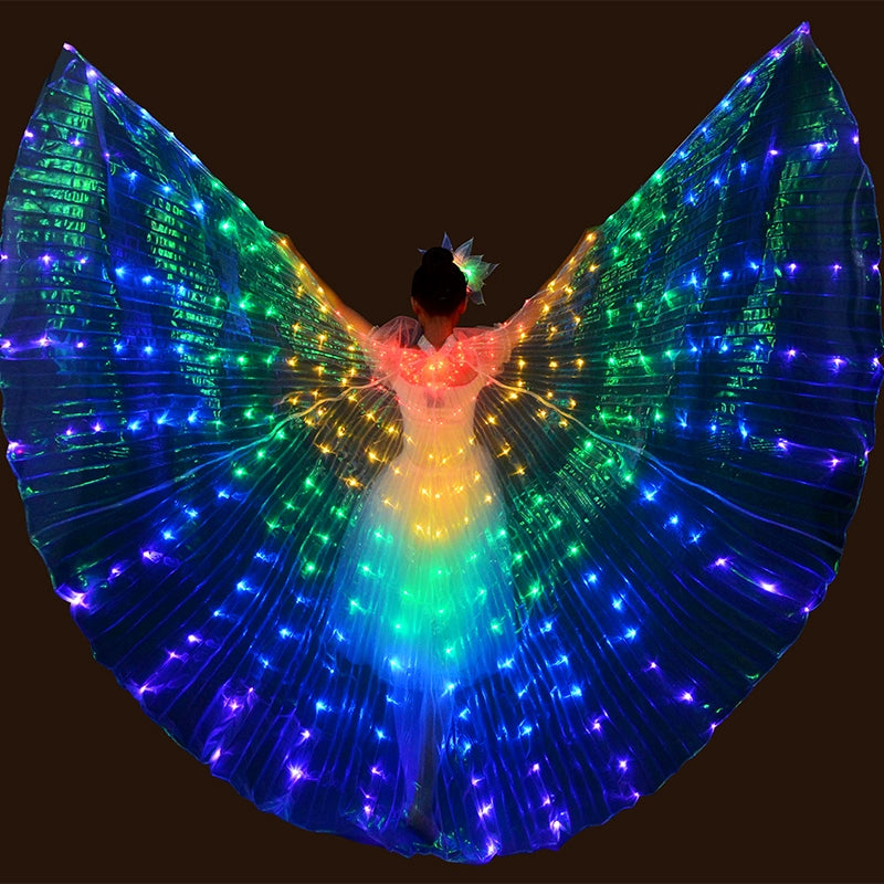 Large 5 Colored Belly Dance LED Wings Butterfly Dancer Costumes for Women Glowing Oriental Indian Bellydance Dancing Accessories - 