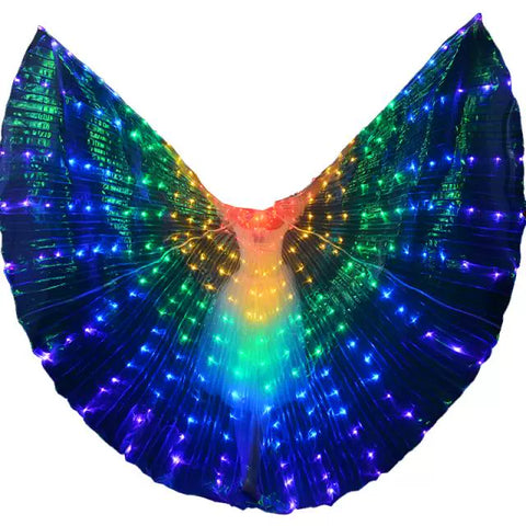 Large 5 Colored Belly Dance LED Wings Butterfly Dancer Costumes for Women Glowing Oriental Indian Bellydance Dancing Accessories - 