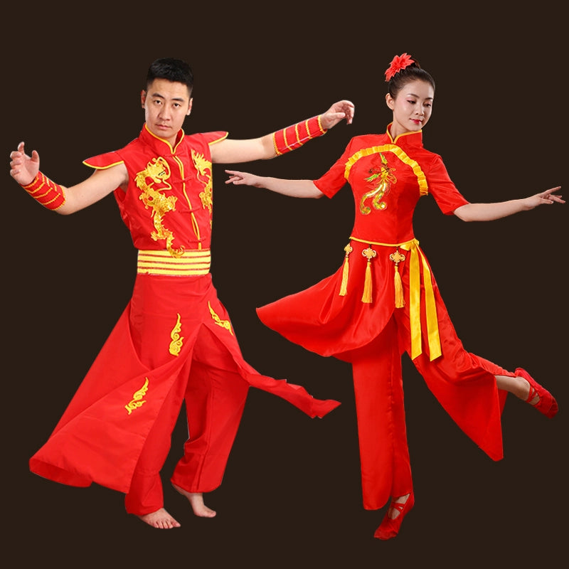 Chinese Folk Dance Costumes Dragon Dress National Dragon Dance Lion Dance Drum Opening Dance Gong Team Martial Arts Performance - 
