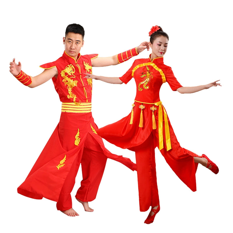 Chinese Folk Dance Costumes Dragon Dress National Dragon Dance Lion Dance Drum Opening Dance Gong Team Martial Arts Performance - 