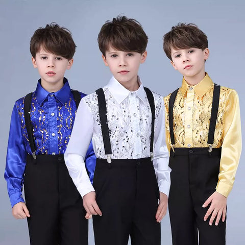 Children's sequins shirt dress chorus suit host clothes performance clothing - Moderndancedress.com