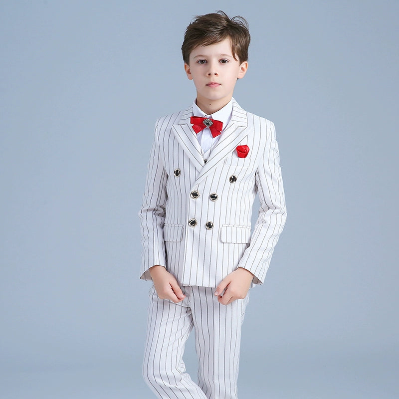 Boy striped suit jacket Korean children's suits boys dress flower girl men's catwalk costumes - Moderndancedress.com