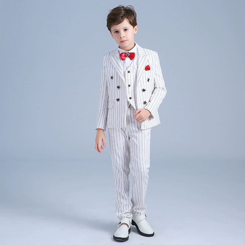 Boy striped suit jacket Korean children's suits boys dress flower girl men's catwalk costumes - Moderndancedress.com