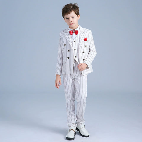 Boy striped suit jacket Korean children's suits boys dress flower girl men's catwalk costumes - Moderndancedress.com