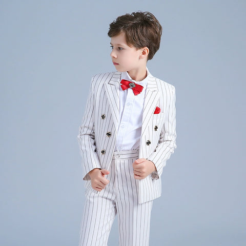 Boy striped suit jacket Korean children's suits boys dress flower girl men's catwalk costumes - Moderndancedress.com