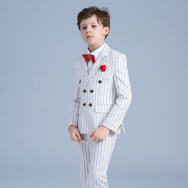 Boy striped suit jacket Korean children's suits boys dress flower girl men's catwalk costumes