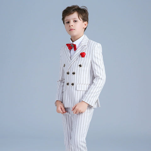 Boy striped suit jacket Korean children's suits boys dress flower girl men's catwalk costumes - Moderndancedress.com