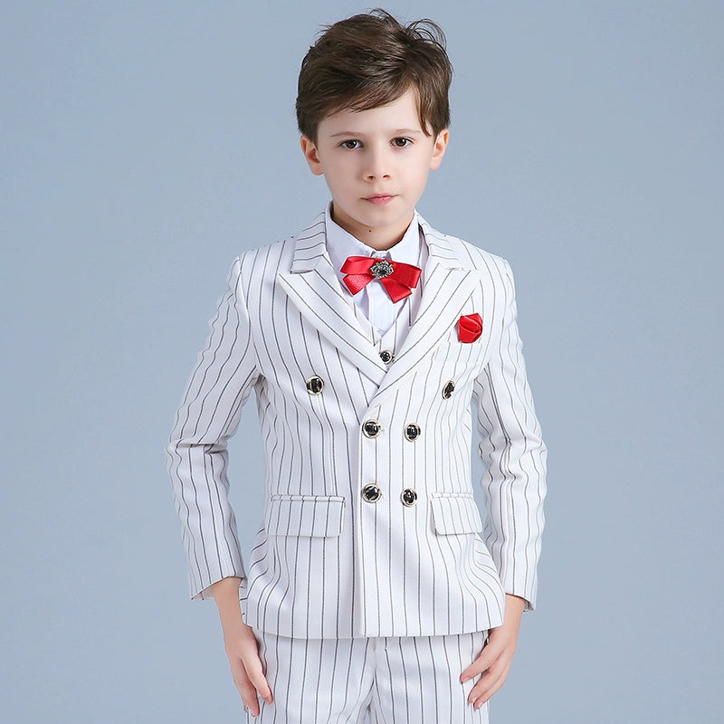 Boy striped suit jacket Korean children's suits boys dress flower girl men's catwalk costumes - Moderndancedress.com