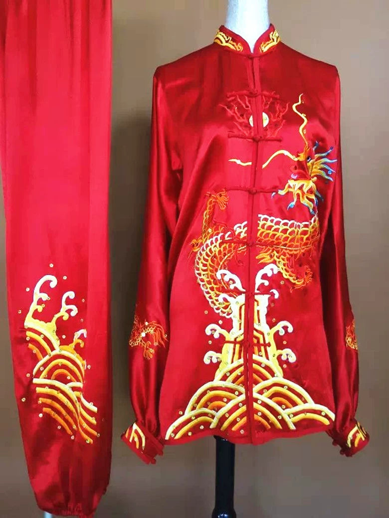 Custom Size Competition Tai Chi Clothing for Unisex Martial Arts Changquan Wushu Performance Uniforms Embroidered Dragon - Moderndancedress.com