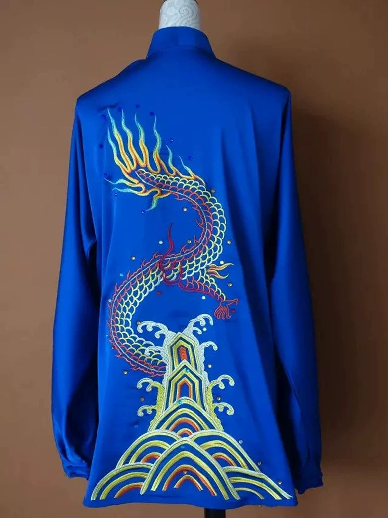 Custom Size Competition Tai Chi Clothing for Unisex Martial Arts Changquan Wushu Performance Uniforms Embroidered Dragon - Moderndancedress.com