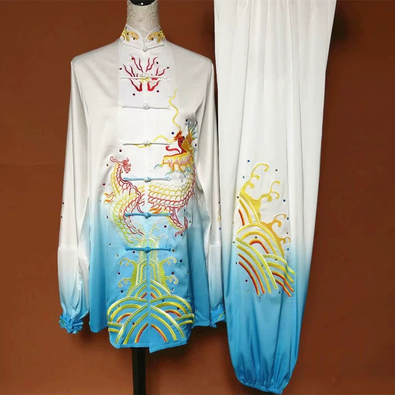 Custom Size Competition Tai Chi Clothing for Unisex Martial Arts Changquan Wushu Performance Uniforms Embroidered Dragon - Moderndancedress.com