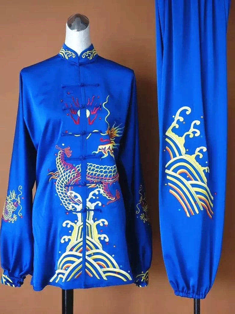Custom Size Competition Tai Chi Clothing for Unisex Martial Arts Changquan Wushu Performance Uniforms Embroidered Dragon - Moderndancedress.com