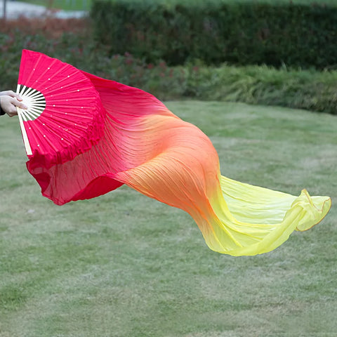 Fan Dance Fan Long Silk Fan Dance Fan Jiaozhou Yangge Square Dance Double-sided Koi Copy Performing Red Zhao Vow