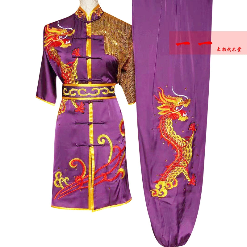 Martial Arts Clothes  Kungfu clothes Short-sleeved Wushu  Performance  Long Quan Competition Costume Men Women Children Qigong Practice Costume - Moderndancedress.com