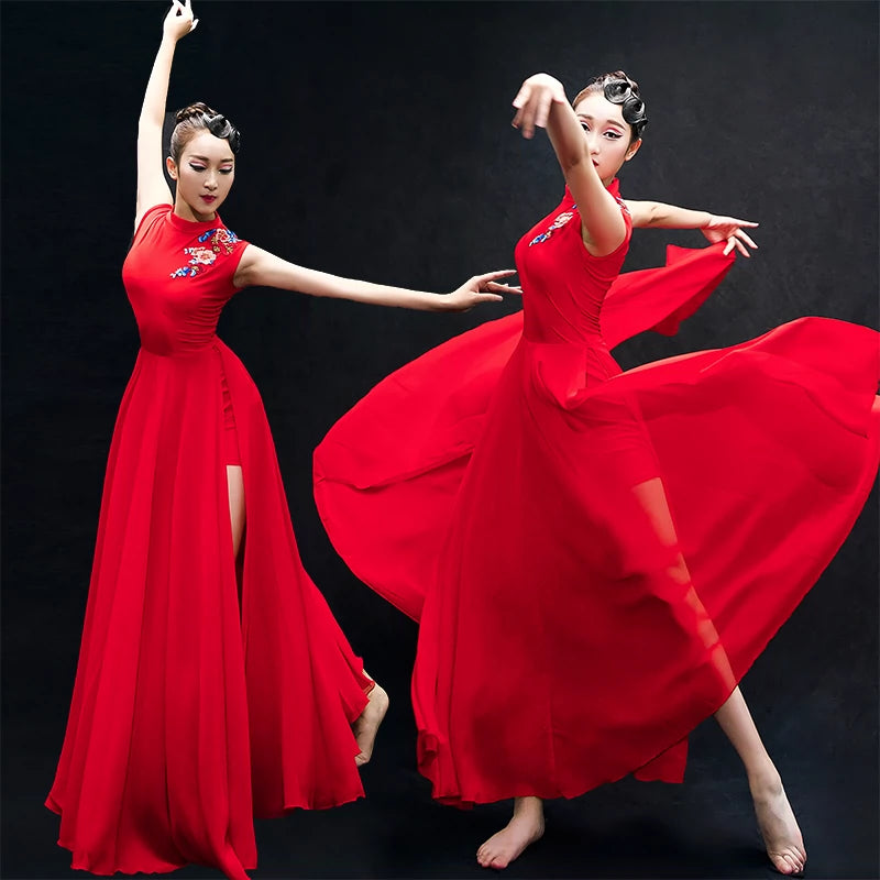 Chinese Folk Dance Costumes Classical Dance Costume Chinese Wind Adult Fairy Modern Dance Costume Umbrella Dance Partner Skirt