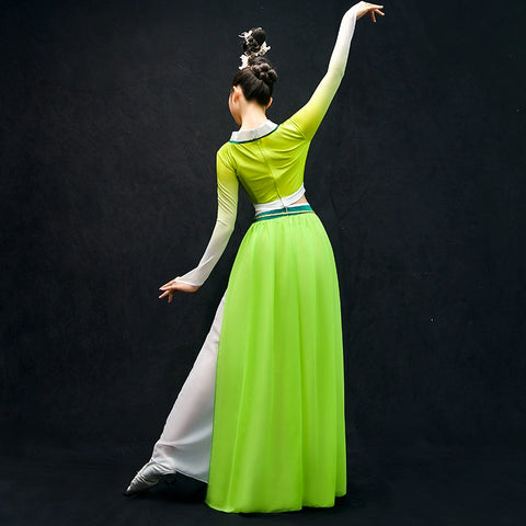 Chinese Folk Dance Costumes Classical Dance Costume Chinese Wind Adult Umbrella Dance Modern Dance Costume Long Skirt Fairy