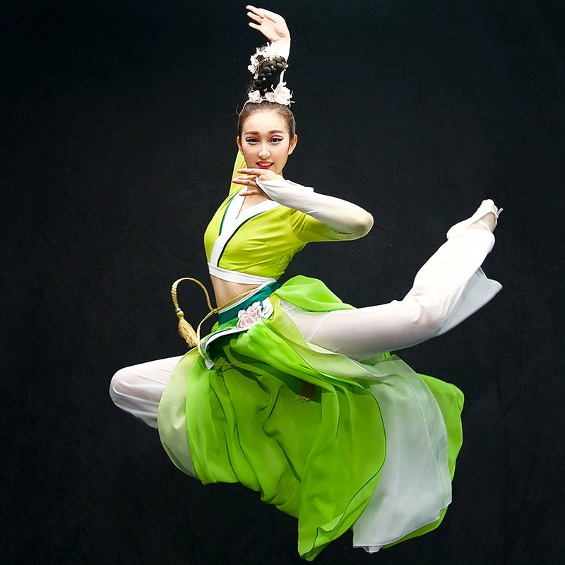 Chinese Folk Dance Costumes Classical Dance Costume Chinese Wind Adult Umbrella Dance Modern Dance Costume Long Skirt Fairy - Moderndancedress.com