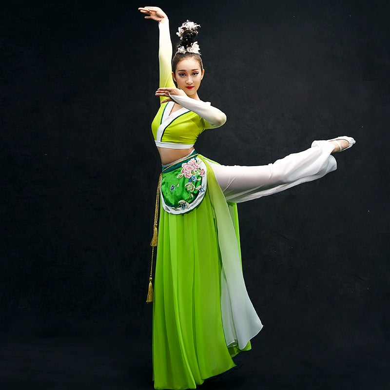 Chinese Folk Dance Costumes Classical Dance Costume Chinese Wind Adult Umbrella Dance Modern Dance Costume Long Skirt Fairy - Moderndancedress.com