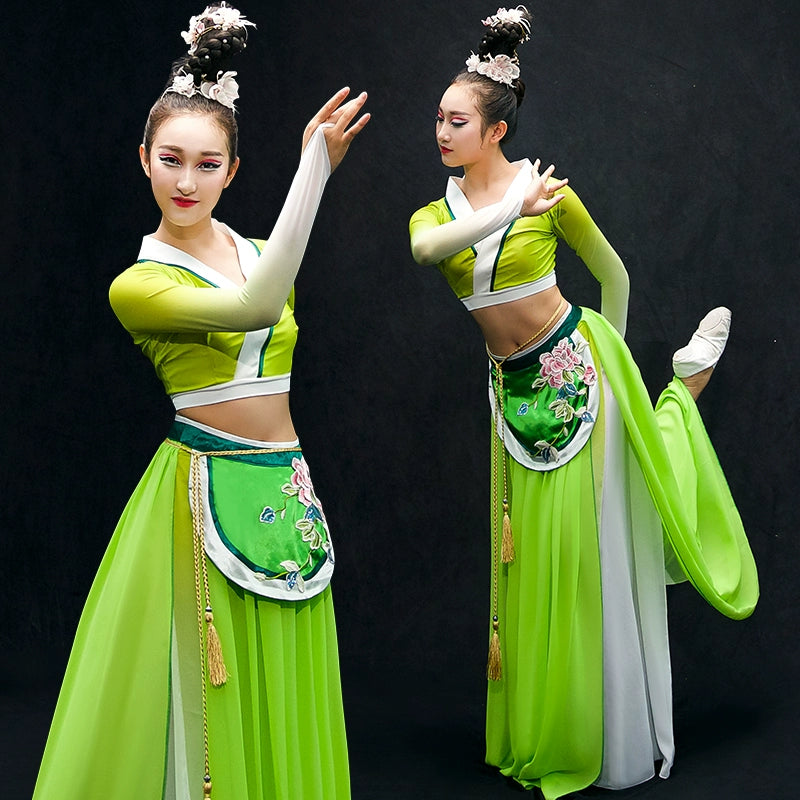 Chinese Folk Dance Costumes Classical Dance Costume Chinese Wind Adult Umbrella Dance Modern Dance Costume Long Skirt Fairy - Moderndancedress.com