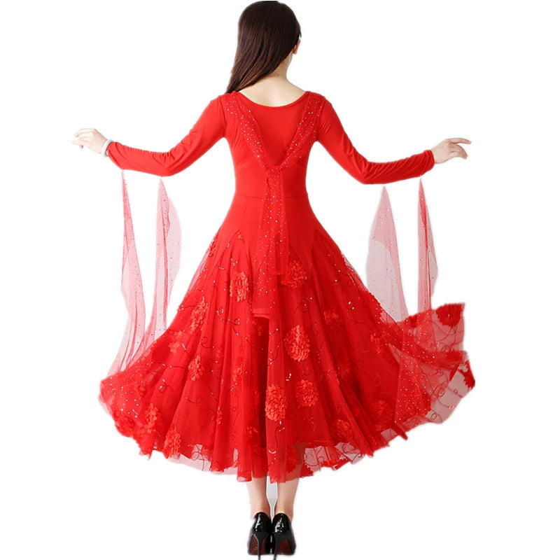 Women's Ballroom Dance Dresses Modern Skirt Competition Performance Skirt Waltz Dress National Standard Tango