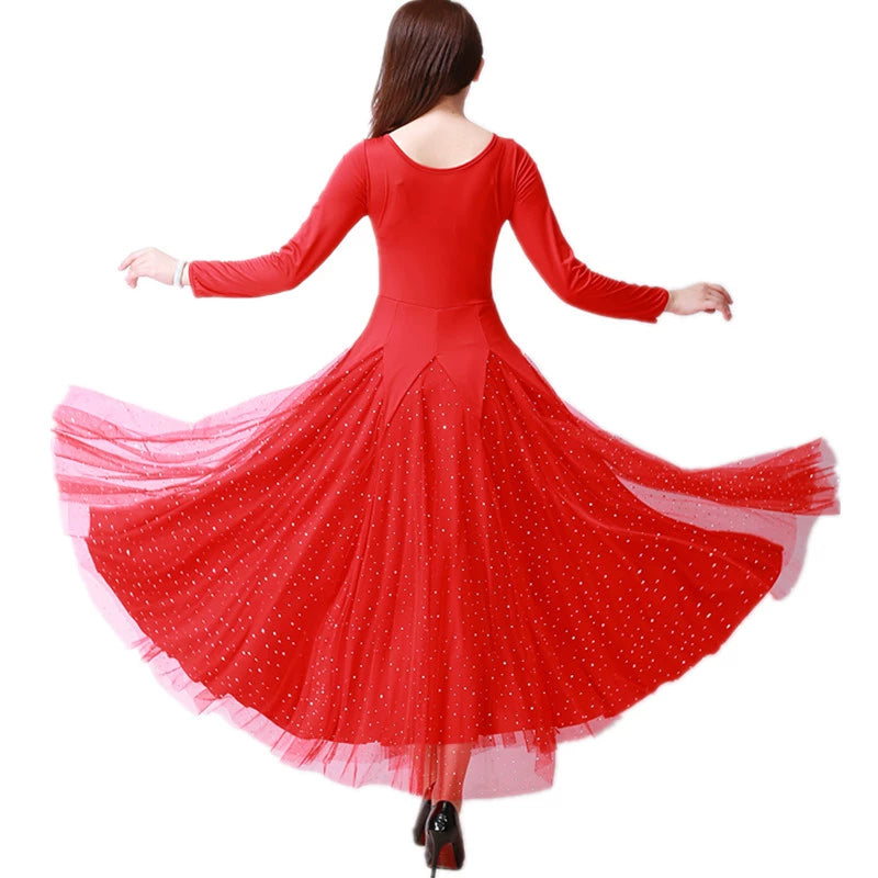 Women's Ballroom Dance Dresses Modern Dance Skirt Dress Competition Dress National Standard Waltz Dance Dress Big Skirt Performance Dress