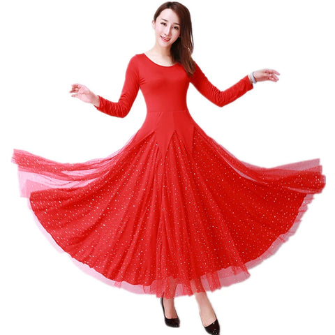 Women's Ballroom Dance Dresses Modern Dance Skirt Dress Competition Dress National Standard Waltz Dance Dress Big Skirt Performance Dress - Moderndancedress.com